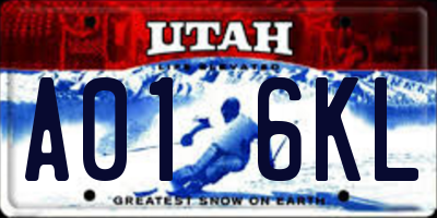 UT license plate A016KL