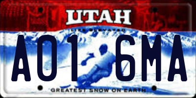 UT license plate A016MA