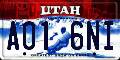 UT license plate A016NI