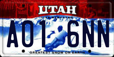 UT license plate A016NN