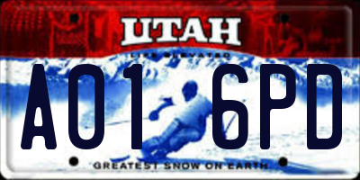 UT license plate A016PD