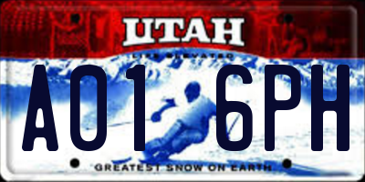 UT license plate A016PH