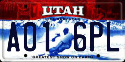 UT license plate A016PL
