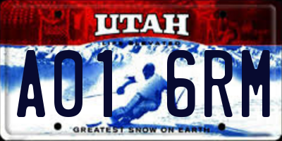 UT license plate A016RM