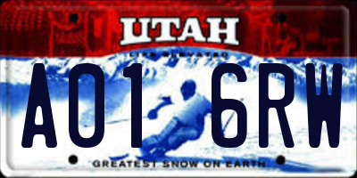 UT license plate A016RW