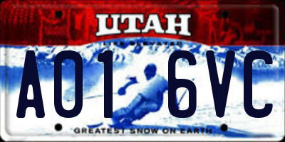 UT license plate A016VC