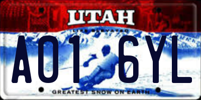 UT license plate A016YL