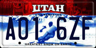 UT license plate A016ZF