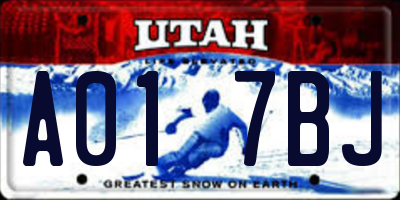 UT license plate A017BJ