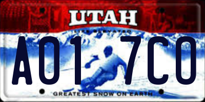 UT license plate A017CO