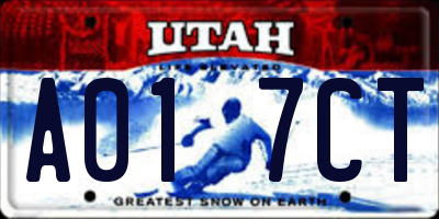 UT license plate A017CT