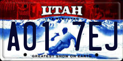 UT license plate A017EJ