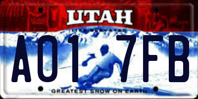 UT license plate A017FB