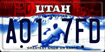 UT license plate A017FD