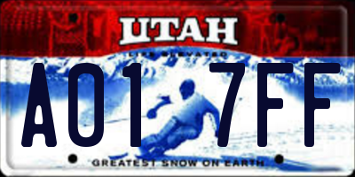 UT license plate A017FF