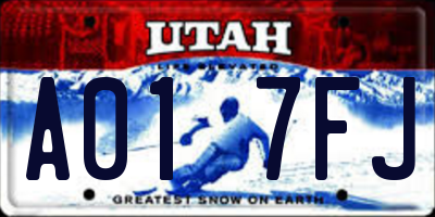 UT license plate A017FJ