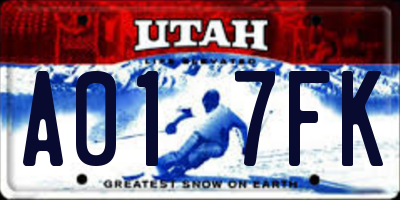 UT license plate A017FK