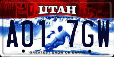 UT license plate A017GW