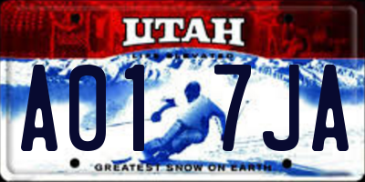 UT license plate A017JA