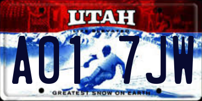 UT license plate A017JW