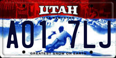 UT license plate A017LJ