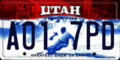 UT license plate A017PD