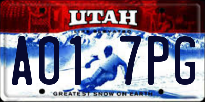 UT license plate A017PG