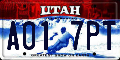 UT license plate A017PT