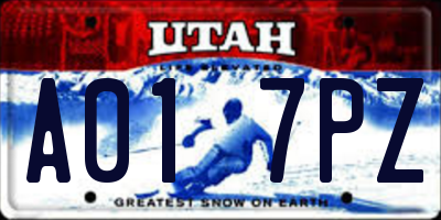 UT license plate A017PZ