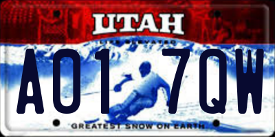 UT license plate A017QW