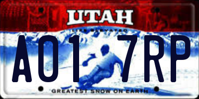 UT license plate A017RP