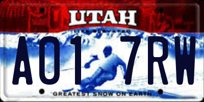 UT license plate A017RW