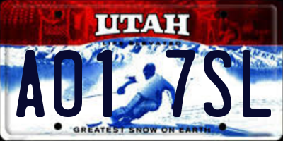 UT license plate A017SL