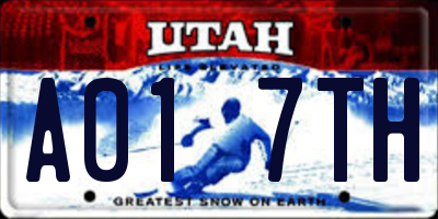 UT license plate A017TH