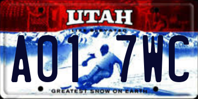 UT license plate A017WC