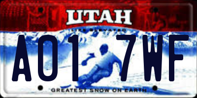 UT license plate A017WF