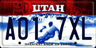 UT license plate A017XL