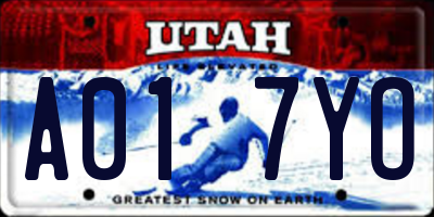 UT license plate A017YO