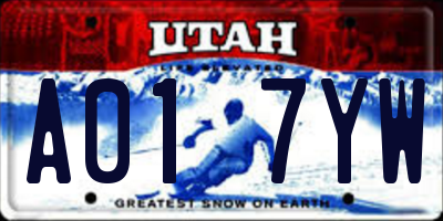 UT license plate A017YW