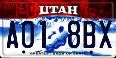 UT license plate A018BX