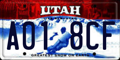 UT license plate A018CF