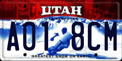 UT license plate A018CM