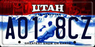 UT license plate A018CZ