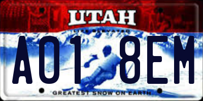 UT license plate A018EM