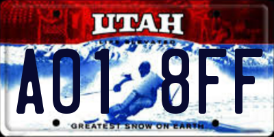 UT license plate A018FF