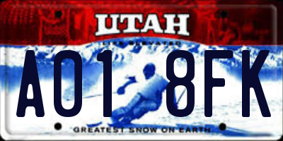 UT license plate A018FK