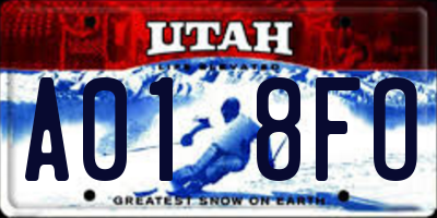 UT license plate A018FO