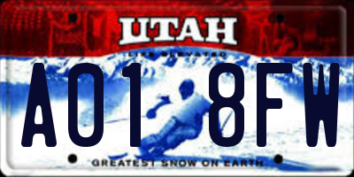 UT license plate A018FW