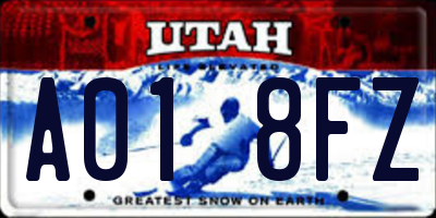 UT license plate A018FZ