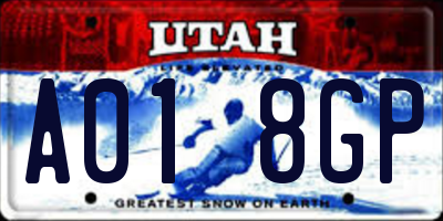 UT license plate A018GP